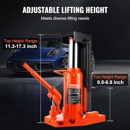 VEVOR Hydraulic Toe Jack, 5 Ton On Toe Toe Jack Lift, 10 Ton On Top Lift Capacity Machine Jack, 0.8-6.8 in Toe Height, 11.3-17.3 in Top Height, Air Hydraulic Claw Jack for Machinery, Industry - size: 5-10 ton