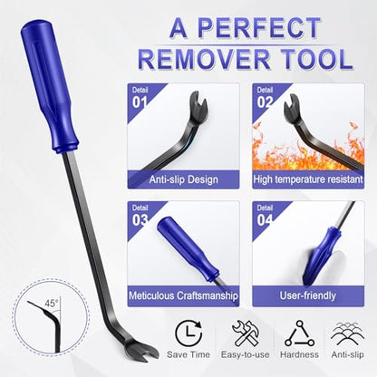 5 pcs Auto Trim Removal Tool Kit, No Scratch Plastic Pry Tool Kit - Interior Door Panel Clip Fastener Removal Set for Vehicle Dash Radio Audio Installer (Blue) - color: Blue