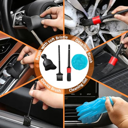 Qydipclin 10pcs Windshield Cleaner Tool, Car Window Cleaning Wash Kit with 4 Reusable Microfiber Pads 1 Spray Bottle and Extendable Handle Auto Glass Wiper Kit, Orange - color: Orange