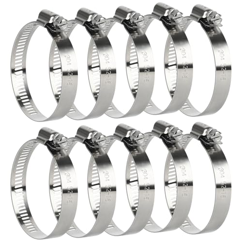 Hose Clamp 3 Inch, 10 Pack Stainless Steel Hose Clamps for 2 1/2 Inch to 3 1/2 Inch Hose Pipe, Adjustbale Worm Gear Clamps for Radiator Automotive Plumbing Duct Dryer Vent - color: Metallic 10 Pcs, size: 3"