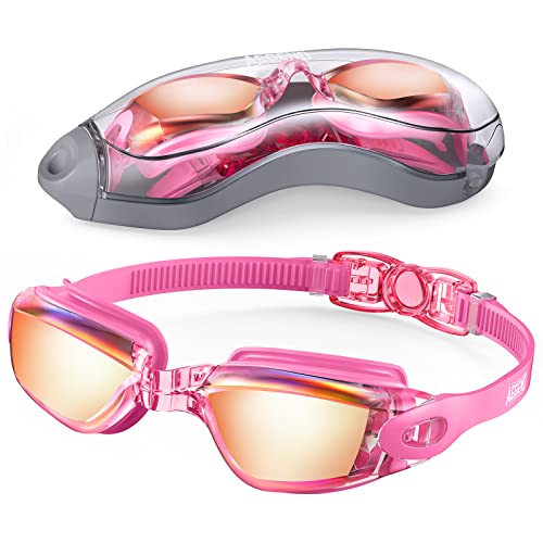 Aegend Swim Goggles, Swimming Goggles No Leaking Full Protect Adult Youth - color: Rose Red Sliver