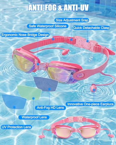 Aegend Swim Goggles, Swimming Goggles No Leaking Full Protect Adult Youth - color: Pink