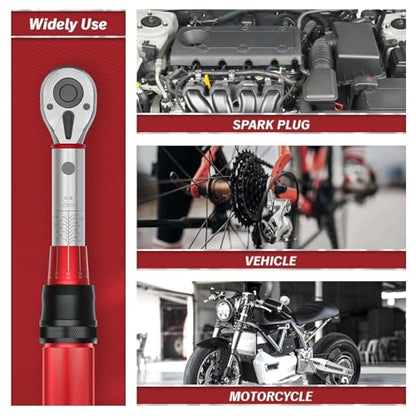 Thorstone 1/4 Torque Wrench, 10-150 in.-lb./ 1.1~16.9Nm Dual-Direction Adjustable Micrometer Click Torque Wrench, 72-Tooth Gear, ±2% Clockwise High Accuracy Reversible Dual Range Scales - size: 1/4 IN 10-150 FT-LB (72 TOOTH)