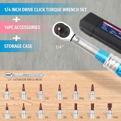 PRIDE&CRAFT 1/4 Torque Wrench Set 10-50 IN.LB (1-6NM) | Click Torque Wrench For Bicycle,Scope Mounting, Gunsmithing and Maintenance