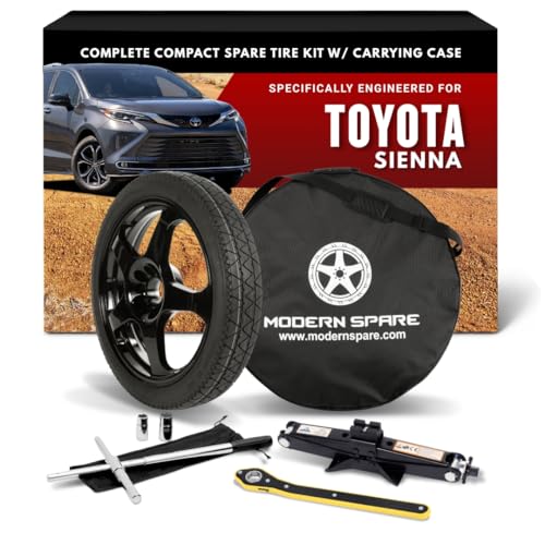 Modern Spare - Fits 2021-2026 Toyota Sienna - Complete Compact Spare Tire Kit With Carrying Case
