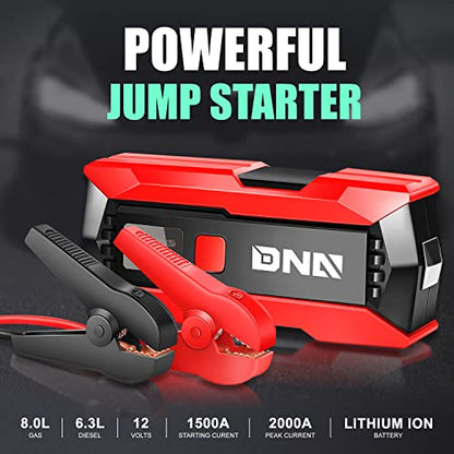 DNA Motoring 12V 2000A Peak Multi-Function Portable Car Battery Jump Starter for Up to 8.0L Gas / 6.3L Diesel Engine, with Carry Case,TOOLS-00275 - color: Red, style: 2000A Peak