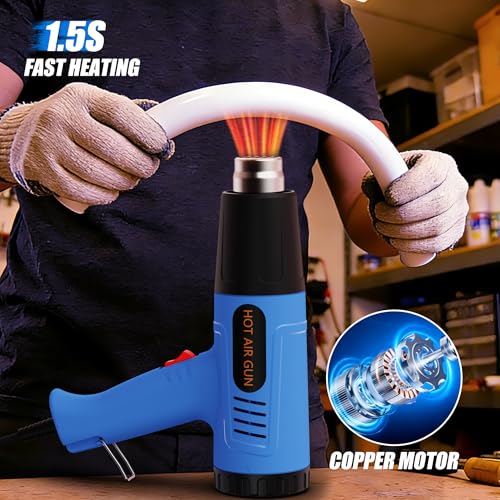 Hot Air Gun, Professional Power Heat Gun with 2 Temp Settings, Handheld Heat Blower with 4 Nozzle Attachments for Stripping Paint, Shrink Wrapping, PVC Tubing, DIY Crafts, vinyl wrap - color: Fl-i5ao-9z2d