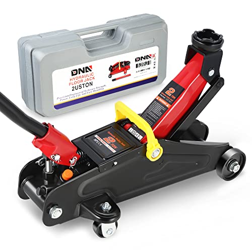 DNA Motoring TOOLS-00234 Low Profile Hydraulic Trolley Service/Floor Jack, 2 Ton (4000 lbs) Capacity, Lifting Range 5.1"-13", Black - color: Black, style: 2 ton