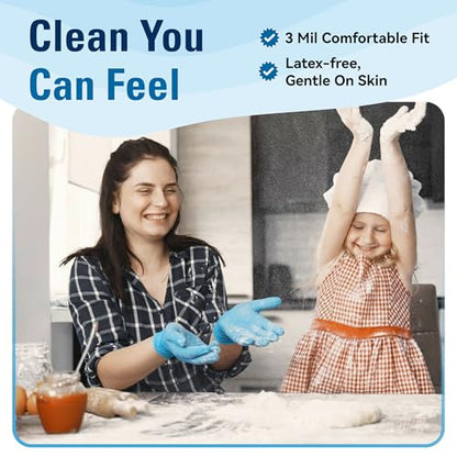SWIFTLITE Food Safe Disposable Gloves, Blue Nitrile Rubber Gloves, Latex-Free Powder-Free for Food Prep, Cooking, Cleaning - size: Large