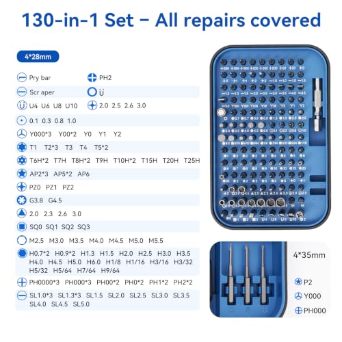 Small Precision Screwdriver Set,130-in-1 Tiny Screwdriver Set with tool mat | Micro Screwdriver Set for laptops, computers, iPhones, MacBooks, PS5, Xbox, Switch, and other electronic devices.