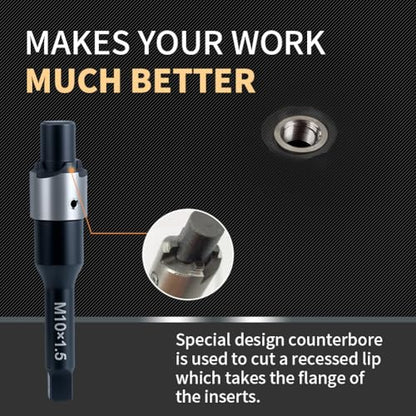 M10x1.5x20MM Thread Repair Kit with Insert HSS Drill, Tap, Counterbore, Installation Driver, Metric, 10PCS Stainless Steel Insert M10x1.5x20MM