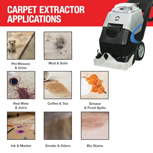 Tomahawk 3-in-1 Commercial Carpet Extractor 18” Path, 9 Gal Tanks, Dual 1000W Motors For Hotels, Offices, Upholstery & More