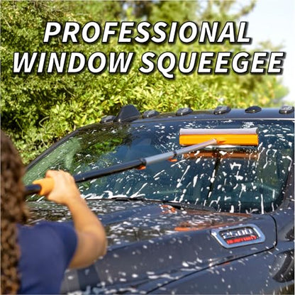4-12 ft Window Washer Squeegee Kit with Extension Pole (20+ Foot Reach) // Long Handle Squeegee for Window Cleaning & Car Cleaning Multi-Use//Telescopic Professional Window Cleaning Squeegee for Home - size: 12 feet