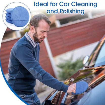 10 Pack Wax Applicator Pads Microfiber with Finger Pocket for Car Wax | 10-pack microfiber foam pads with finger pocket, Scratch-free waxing for cars & household, Machine washable & reusable - color: Blue