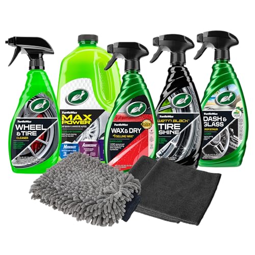 Turtle Wax Inside & Out Ultimate Car Care Kit, Includes Car Wash Soap, Spray Wax, Interior Cleaner & Deodorizer, Tire & Wheel Cleaner, Tire Shine, Washmitt and Microfiber Towels (8 Piece Kit)