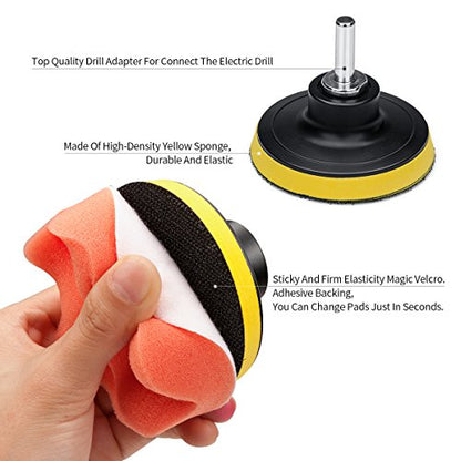 Car Foam Drill Polishing Pad Kit 22 PCS, 3 Inch Buffing Pads - size: 3Inch-22PCS