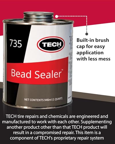 TECH Tire Bead Sealer, 1 Quart – Stops Leaks Between Rim and Edge, Fills Gaps for Old or New Wheels, Compatible with Tubeless Sealants, Solution for Reliable Leak Prevention and Repairs