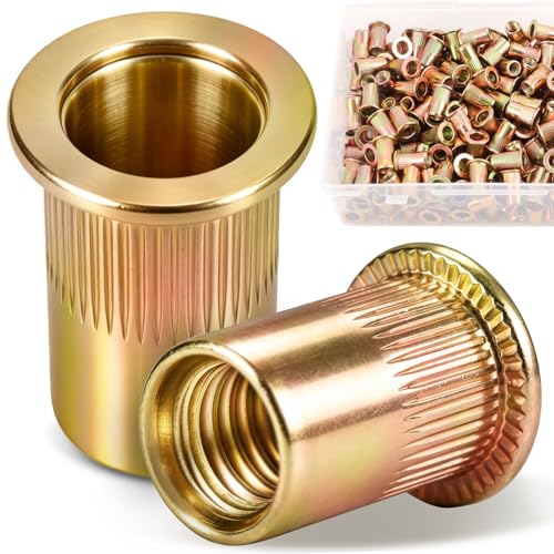 285PCS M5 Rivet Nut, Metric Zinc Plated Carbon Steel Flat Head Threaded Insert Nutsert Kit, Rivnut for Metal Sheet Automotive Furniture Industrial - size: M5 285pcs
