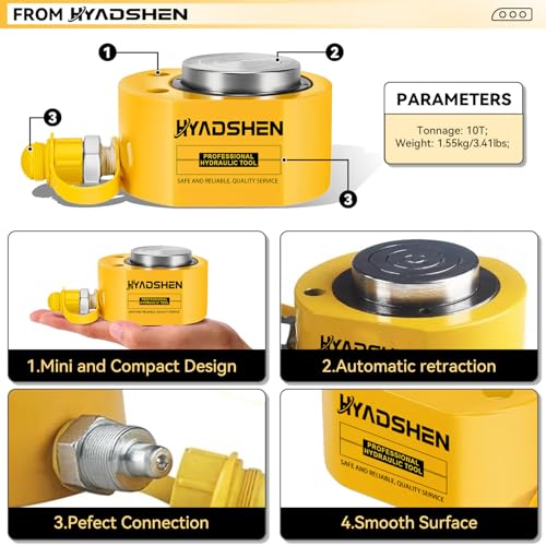 10Ton Hydraulic Cylinder Jack,Low Profile Hydraulic Ram Jack,Hydraulic Porta Power Ram Lifting Jack,Industrial Mini Hydraulic Cylinder - size: 10T