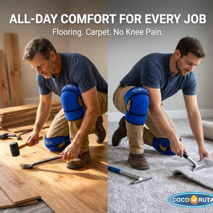Knee Pads for Men and Women – Work Knee Pads for Gardening, Flooring, Cleaning & Construction, Heavy Duty Non Slip Kneeling Pads with No Straps Dig In, All Day Comfort, Adjustable Secure Fit