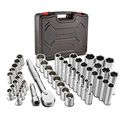 Powerbuilt 47 Piece Mechanics Tool Set, 3/8-inch Drive, SAE and Metric Socket Set, Standard, 72 Tooth Seal-Head Ratchet, Automotive Tools, Storage Case - 642451 - size: 47 Piece