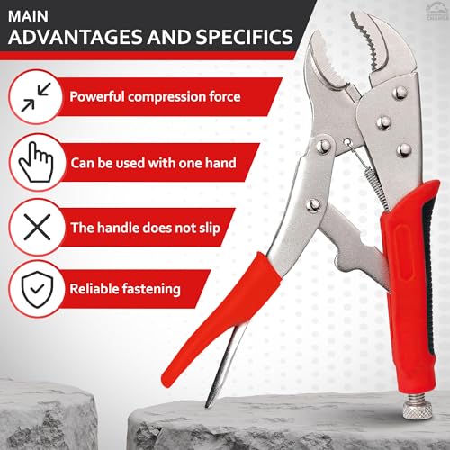 Locking Pliers 8 Inch Heavy Duty – Adjustable Vice Grips Pliers with Anti-Slip Rubberized Plastic Handles, Alloy Steel Curved Jaw & Strong Locking – for Plumbing, Welding, Automotive & Woodworking - color: Vise Grips