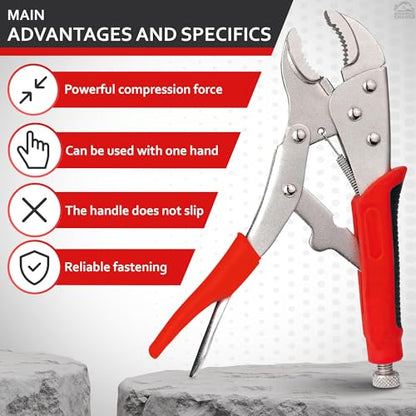 Locking Pliers 8 Inch Heavy Duty – Adjustable Vice Grips Pliers with Anti-Slip Rubberized Plastic Handles, Alloy Steel Curved Jaw & Strong Locking – for Plumbing, Welding, Automotive & Woodworking - color: Vise Grips