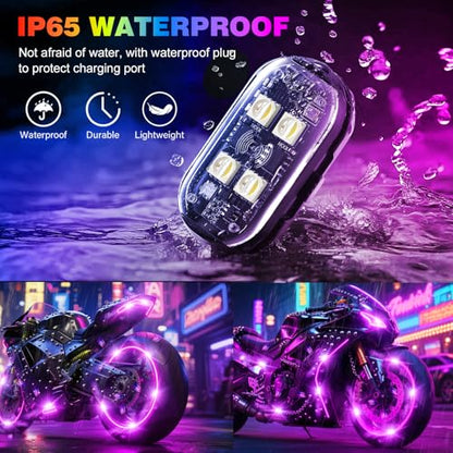 4LEDs Wireless LED Strobe Lights, Rechargeable Anti-Collision Warning Light | 4PCS Waterproof Emergency Light with Remote Control, flashing lights for Car Drone Bike Aircraft, Halloween Decorative Lights - size: 4PCS (Upgraded 4LEDs)