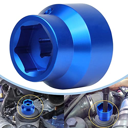 Oil Filter Socket 24mm / 36mm Reversible Fuel Filter Cap Remover and Installer Assistant Compatible with 6.0L / 6.4L Ford Powerstroke Diesel 2003-2010(blue) - color: blue
