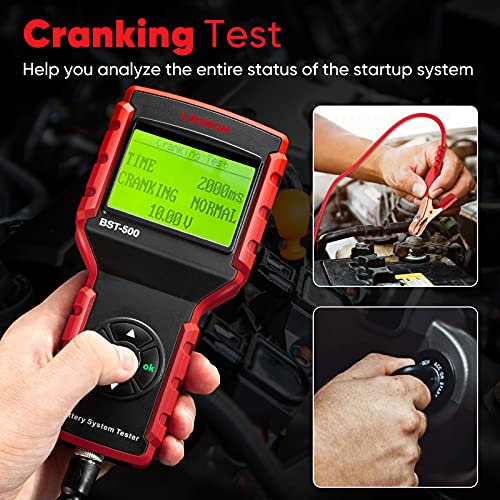 LAUNCH BST-500 Car Battery Tester 12V 24V Battery Load Tester,100-2000CCA Automotive Battery Alternator Tester for Cars/Boat/Truck/Lawn Mower, Compatible with Flooded AGM Gel EFB,etc.