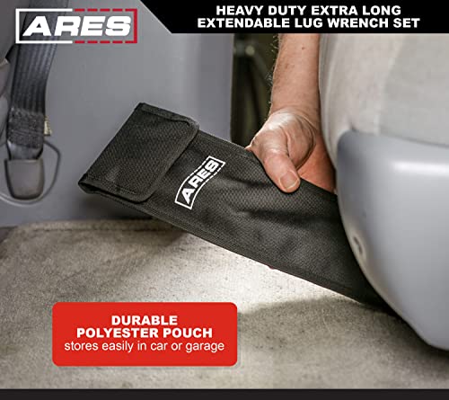 ARES 57001 – Heavy Duty Extendable Lug Wrench Set – High-Torque Lug Wrench Extends from 17.5 to 23.5 Inches (447mm to 600mm) – Includes 2 Double-Sided 6-Point Sockets for Broad Vehicle Coverage - size: Heavy Duty Extra Long Extendable Lug Wrench Set