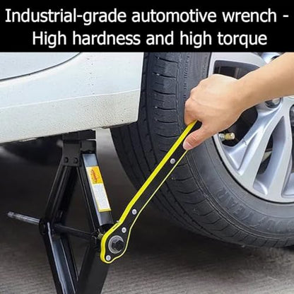 Car Jack Ratchet Wrench, 360° Swivel Labor-Saving Vehicle Tire Wheel Jack Lift Speed Handle Repaire Tool with Converter, Automotive Lug Wrench Accessories, Universal for SUV Travel Vans