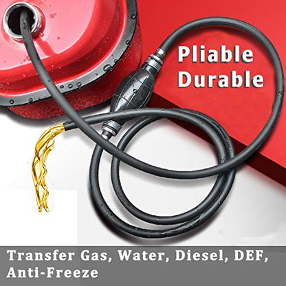 High Flow Siphon Pump, Gasoline Oil Water Fuel Diesel Transfer Siphon Pump, Siphon Hand Fuel Pump Portable Manual Car Liquids Gas Transfer PumpSiphon Hose, Siphoning Kit, 2M Durable Syphon Hose