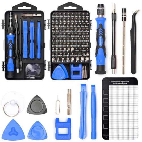 SHARDEN 122 in 1 Precision Screwdriver Set With CR-V Steel Bits(Blue) | Magnetic Repair Tool Kit with Case for Repair Computer, Phone, PC, Cellphone, Laptop, Game Console, Watch, Glasses etc - color: Blue