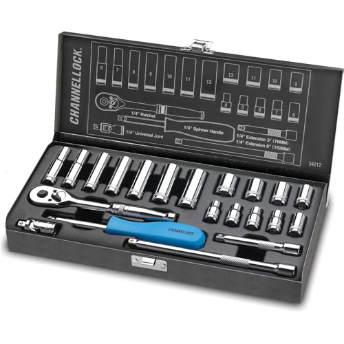 Channellock 34212 1/4" Drive Metric Socket set, 21 Piece - size: 21 Piece Metric - 1/4" Drive