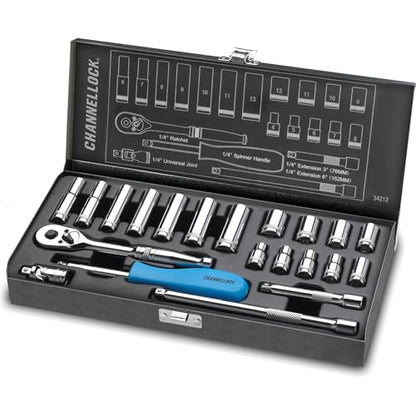 Channellock 34212 1/4" Drive Metric Socket set, 21 Piece - size: 21 Piece Metric - 1/4" Drive