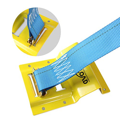 ANLULOAD Wheel Chock Tie Down Kit,2Straps & 4Chocks,Bs:4,400Lb,L:2in*8Ft. | E Track Tie Down System for Atv,Utv,Lawn Mower.