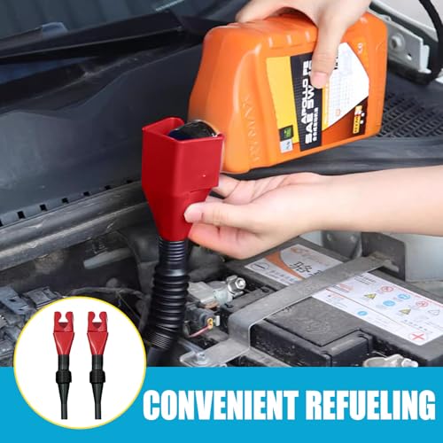 Flexible Car Fuel Funnel, Foldable Clasp Gasoline Funnels, Red | Retractable Plastic Automotive Oil Exchange Funnels, Universal Draining Tool for Cars and Motorcycles - color: Red
