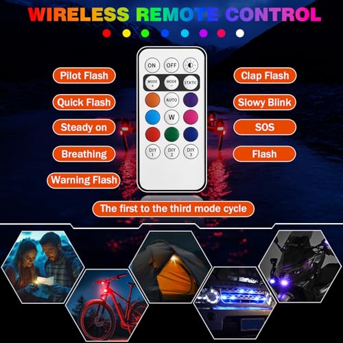 6PCS Wireless LED Strobe Lights, Upgraded 4LEDs RGB Lights for Cars Trucks | Create Brighter Lighting Effects for Vehicle Customization, 6PCS Rechargeable Lights for Motorcycles Camping - size: 6PCS (Upgraded 4LEDs)