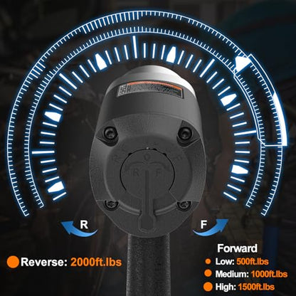 Trivd Frol Air Impact Wrench 1/2" - 1/2 Inch Impact Gun 1/2 Drive, 1500Ft-lbs, 8000RPM High Torque Impact Wrench, Weight 4.74 lb, 1/2 Air Impact Gun for Auto Repair, Tire Shop - style: 1/2 inch Air impact wrench