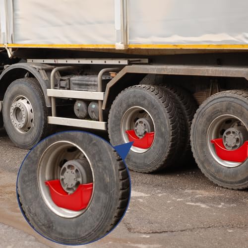 4 Pack Truck Wheel Pan, 2.8L Stackable Hub Oil Drain Pan, Red Fluid Drip Tool Trailer Wheel Catch Box for Heavy Duty Axle, Truck, Geared Engine Stand