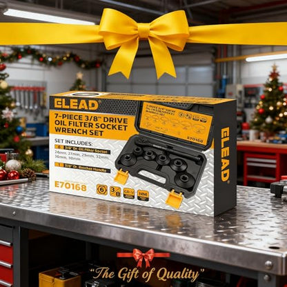 ELEAD 7-Piece 24-38mm Oil Filter Socket Wrench Set, 3/8'' Drive Oil Filter Cap Removal Tool, Oil-change Kit with 3/8'' Drive Ratchet Wrench Handle, Compatible with Toyota BMW Audi VW Porsche Vehicles - style: 24-38mm