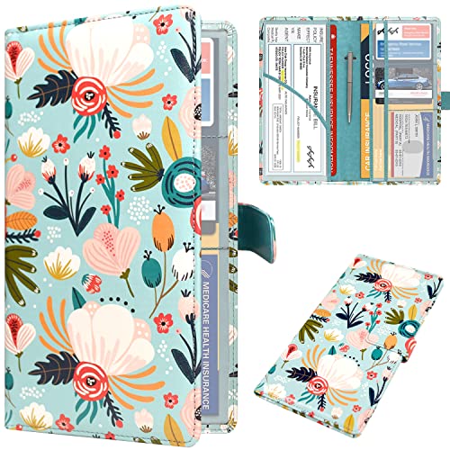 DMLuna Car Registration and Insurance Holder, Leather Vehicle Card Document Glove Box Organizer, Auto Truck Compartment Accessories for Essential Information, Driver License Cards, Hill Flower - color: Hill-Flower, size: Magnetic Closure Style