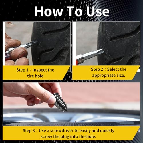 40Pcs Tire Repair Rubber Nail,Vacuum Tire Repair Kits Spiral Rubber Nails,Tire Screw Plug Fast Tool Self Service Tire Repair Nail,Screw in Tire Plugs for car,Motorcycle,Truck Tire Puncture Repair