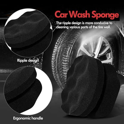 2 Pack Large Tire Hex Tire Shine Applicator Pads (Red+Black) | Durable and Reusable Grip Applicator, For Tire Polishing Car Cleaning - color: Red+Black