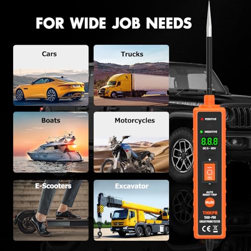 Power Circuit Probe Tester Kit, 6V-24V DC Test Light, Circuit Tester | Automotive Car Short Finder, Component Activation, Polarity Identify, Overload Protection, Voltage Tester 0.3v-80v
