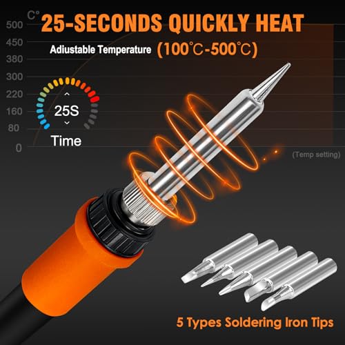 TOOLOUR 2-IN-1 851D Soldering Station, Iron Kit, 302°F-932°F Fast Heating, Hot Air Rework Desoldering Kits includes 9 Accessories, Dual Channel Control, 90-Level Airflow,ESD Save for SMD, PCB, DIY