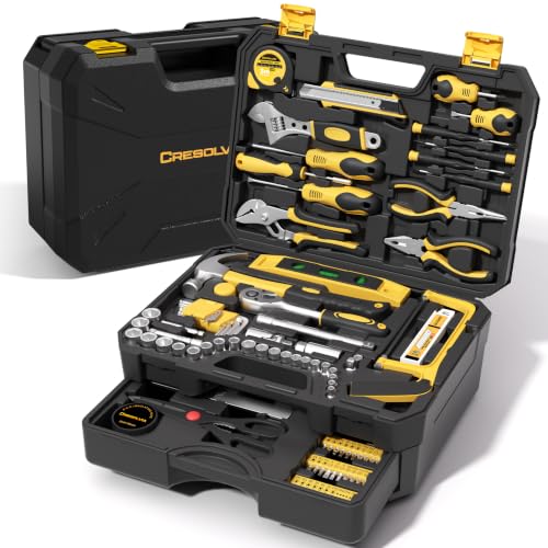 328 Piece Tool Kit for Home,Hand Repair Tool Set,Toolbox Storage Case with Drawer,General Household/Auto Tool Kit,Perfect for Homeowner, DIY, Handyman - color: Black and yellow