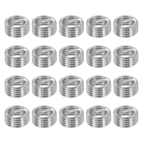 HARFINGTON 20pcs Wire Thread Repair Inserts M8 x 1.25 x 1D (8mm) Metric 304H Stainless Steel Helical Coiled Wire Screw Threaded Sleeve Sheath for Automotive Repairs - size: M8 x 1.25 x 1D