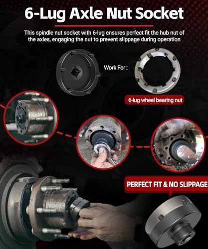 W83009 Heavy Duty 6 Lug Axle Nut Socket for Dodge Ram Trucks 1500-5500 Chasis D2, DC, DD, DH, DJ, DP, DR, DS, SR (2006-2014), Rear Axle Wheel Hub Nut Socket Wrench, Replace# 8954A, 8954, 5045